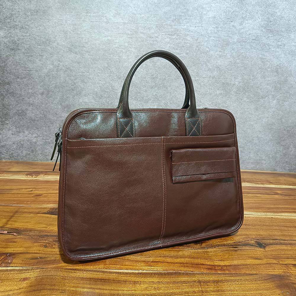 Mens Vintage Leather Buiness Briefcase Shoulder Cross Body Bag 2850-6