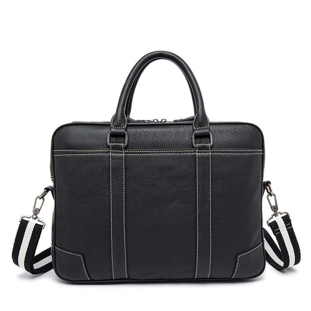 Rossie Viren Vintage Classic Double Zip Leather Briefcase Work Bags-4