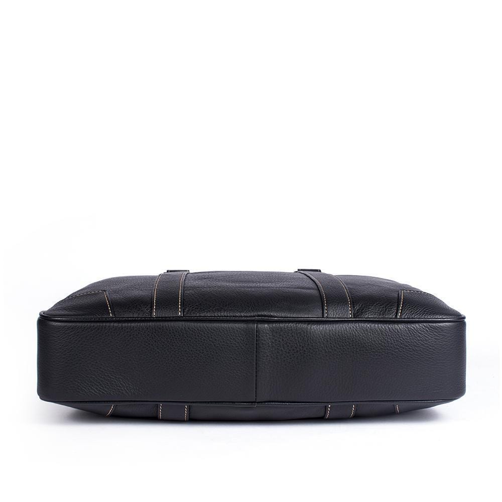 Rossie Viren Vintage Classic Double Zip Leather Briefcase Work Bags Brown Stitching-4