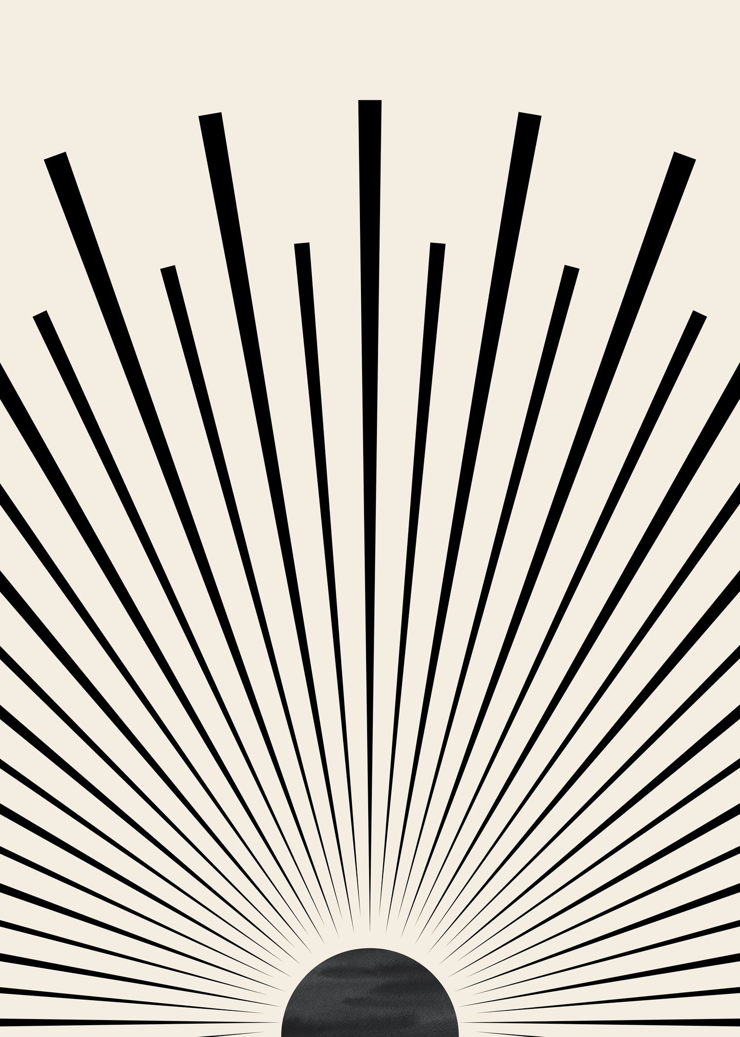 Poster Mid Century Moderne Wandkunst Dekoration I Boho Stil I Orange I Schwarze Sonnenstrahlen I Kunstdruck I Deko Print ohne Rahmen