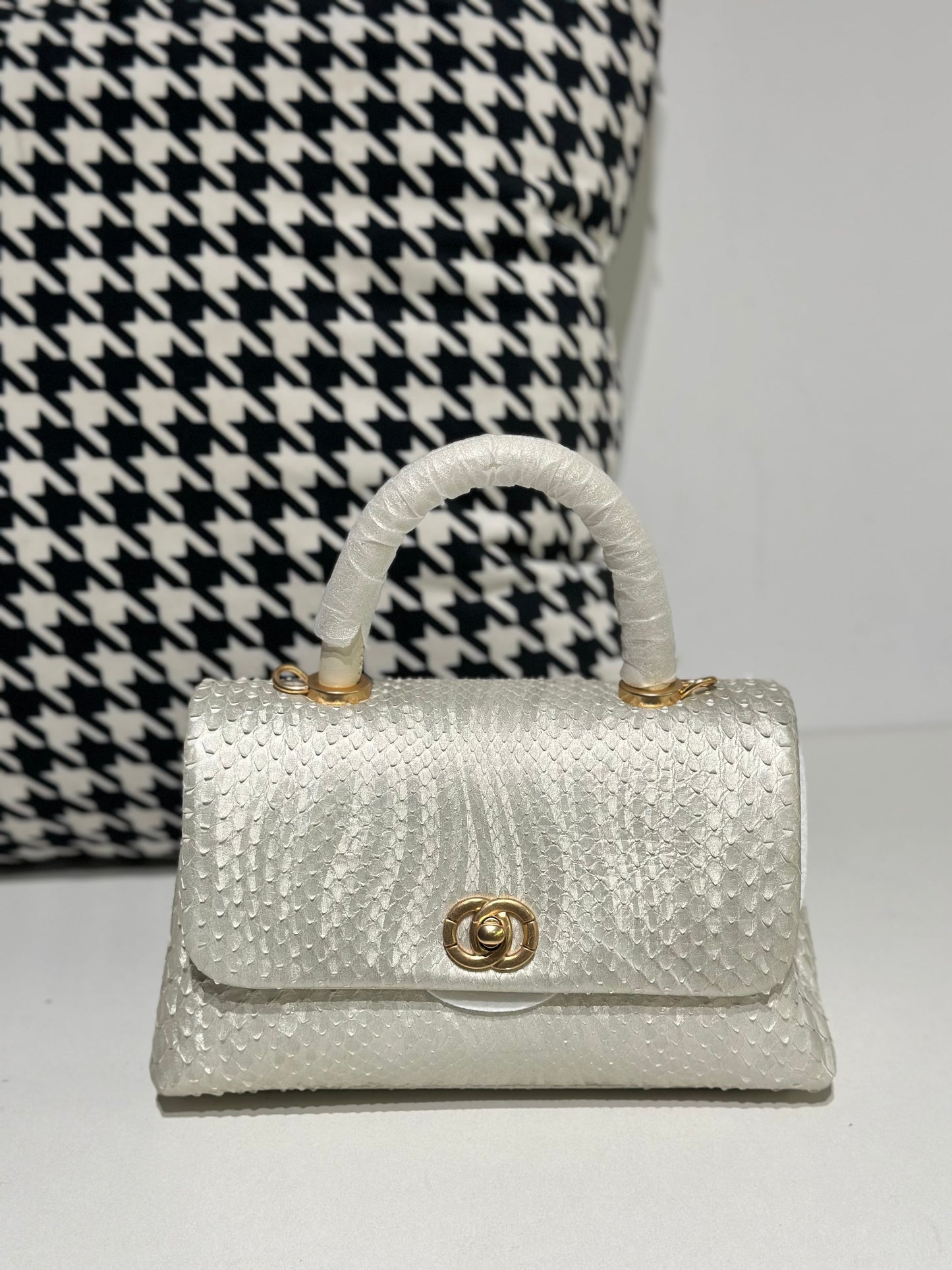 Genuine Python Skin Leather Top Handle Cross Body Bags-6