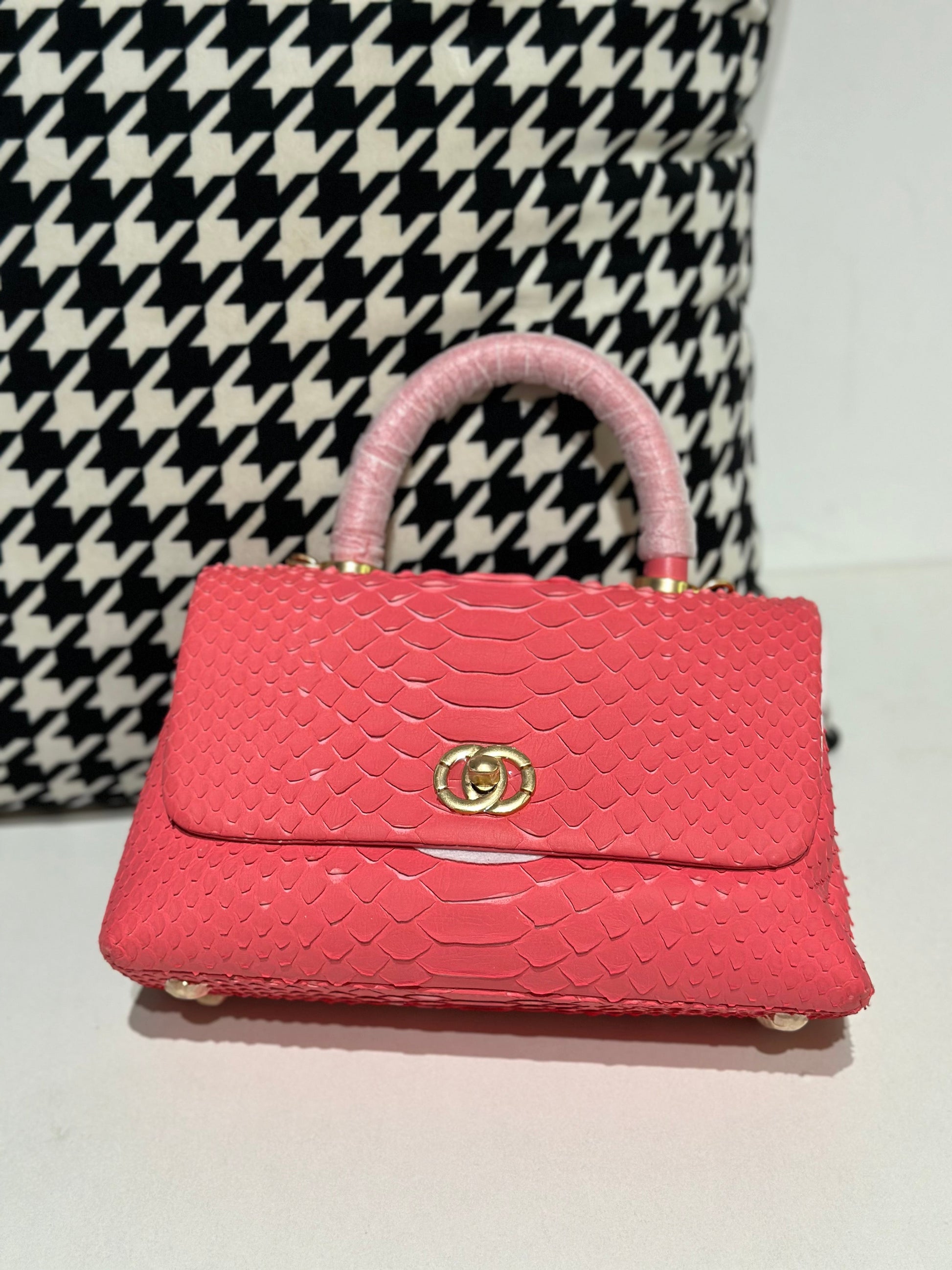 Genuine Python Skin Leather Top Handle Cross Body Bags-0