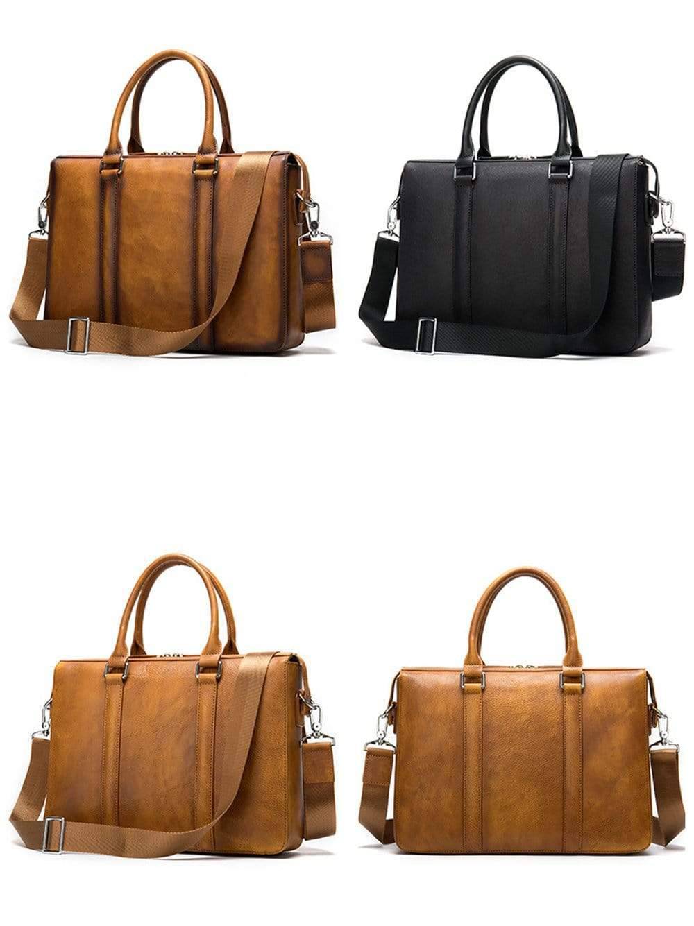 Luxury Vintage Leather Briefcase Shoulder Laptop Business Bag for Men-1