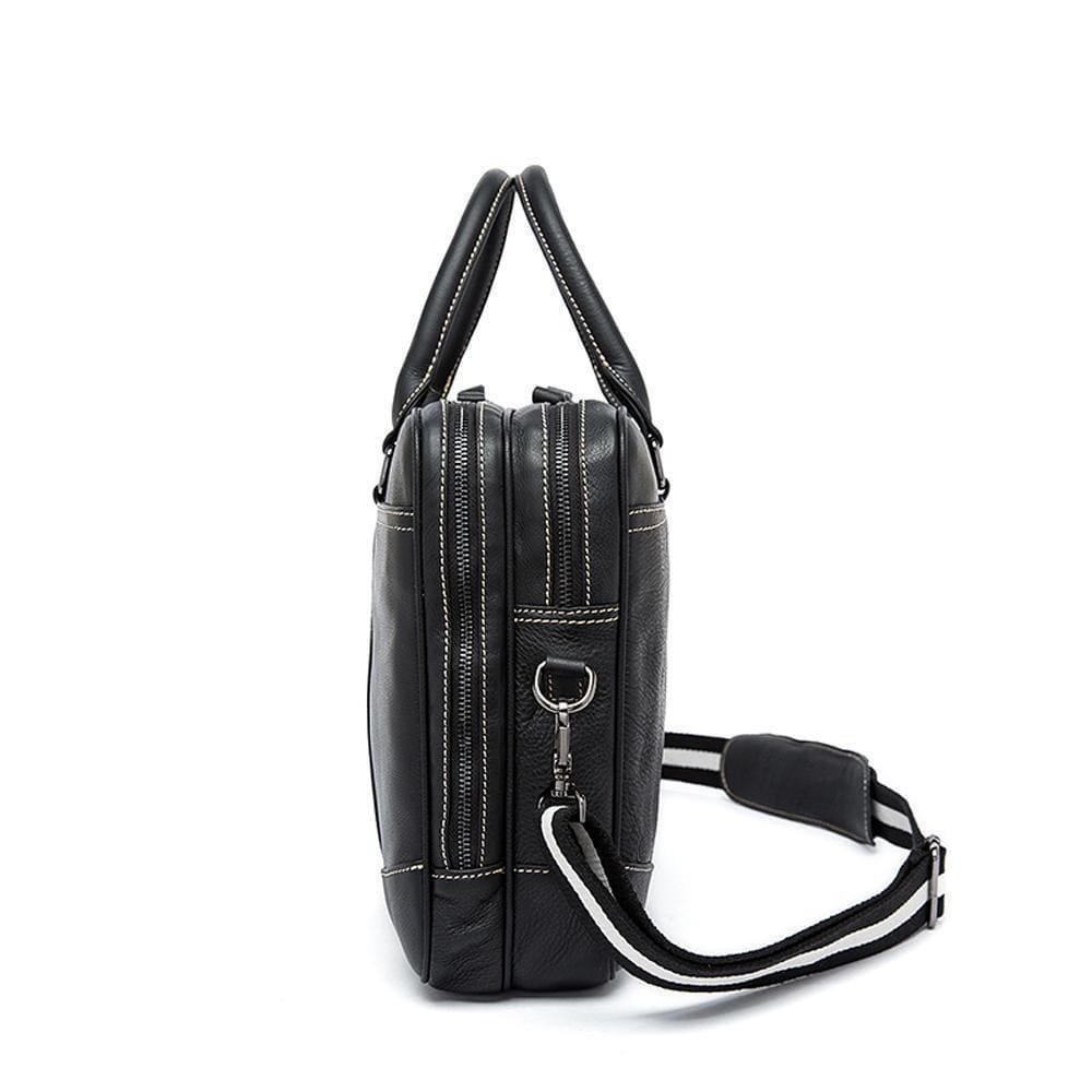 Rossie Viren Vintage  Classic Double  Zip Leather  Briefcase Work Bags-3